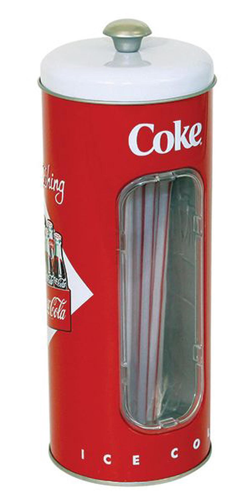 Tin Box Co Coke Straw Holder with 50 Straws Free Shipping! 78678771577