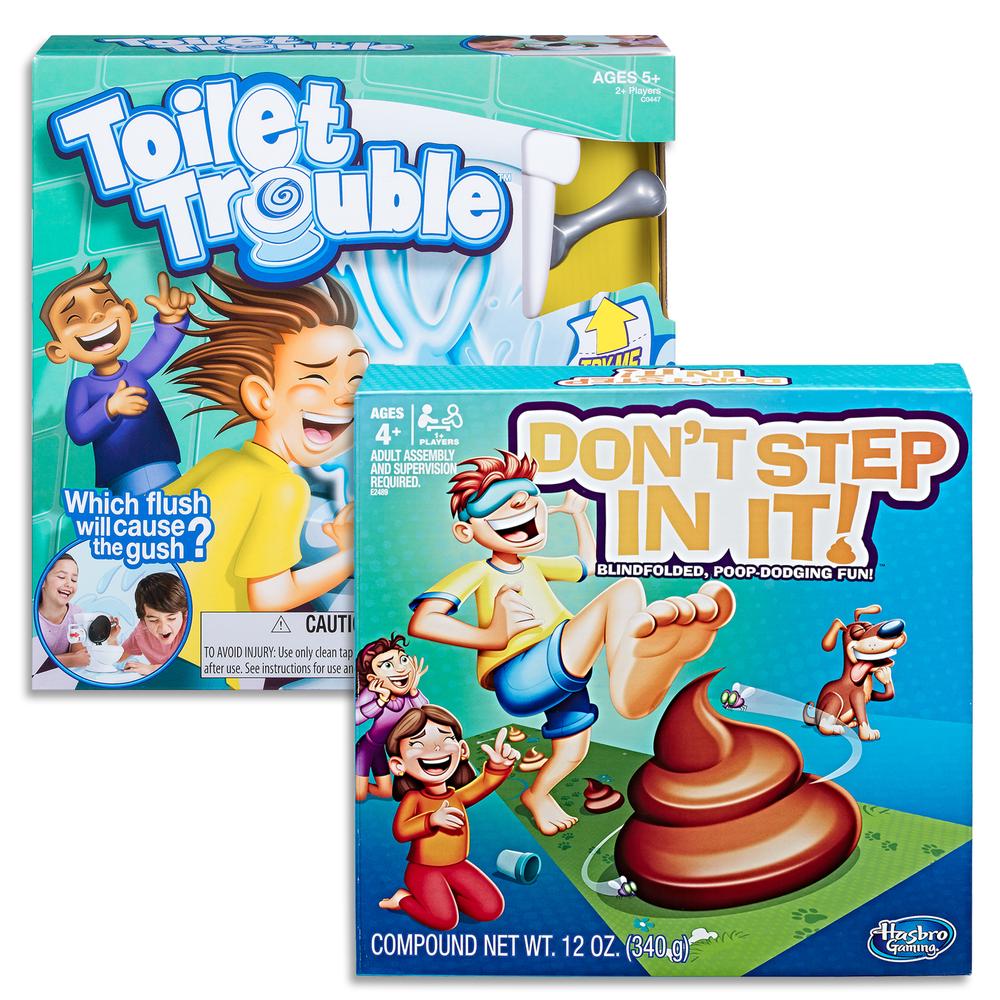 2x Hasbro Board Games Toilet Trouble & Don’t Step In It Kids Toys