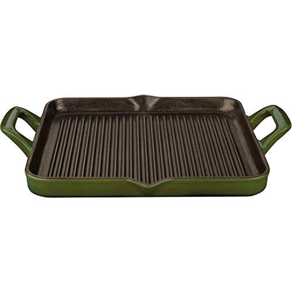 La Cuisine 1 Qt Rectangular Enameled Cast Iron Grill Pan, Green 1 quart