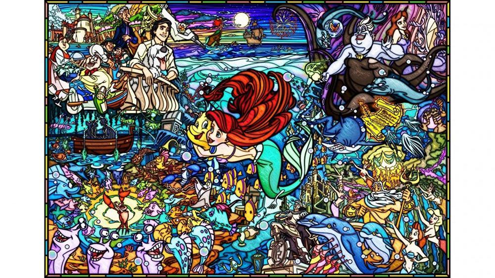 Disney the Little Mermaid Story Stained Glass Puzzle, 1000 Piece