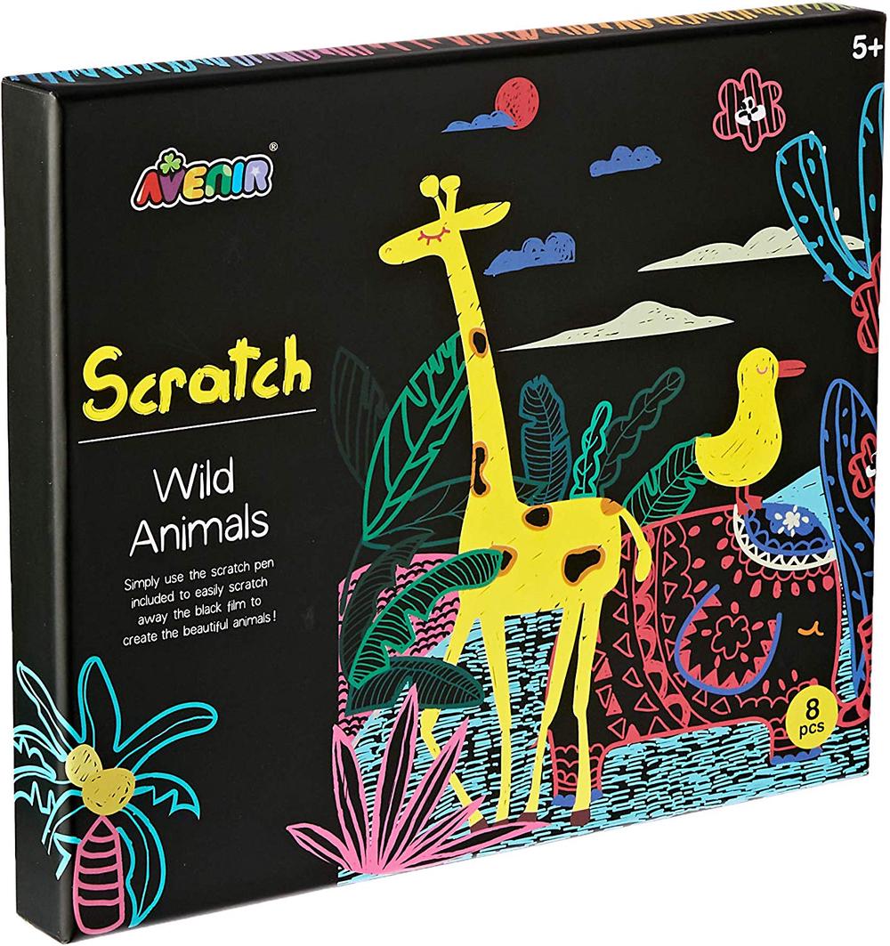 Scratch Art Kit Wild Animals, 8 Pieces Avenir Free