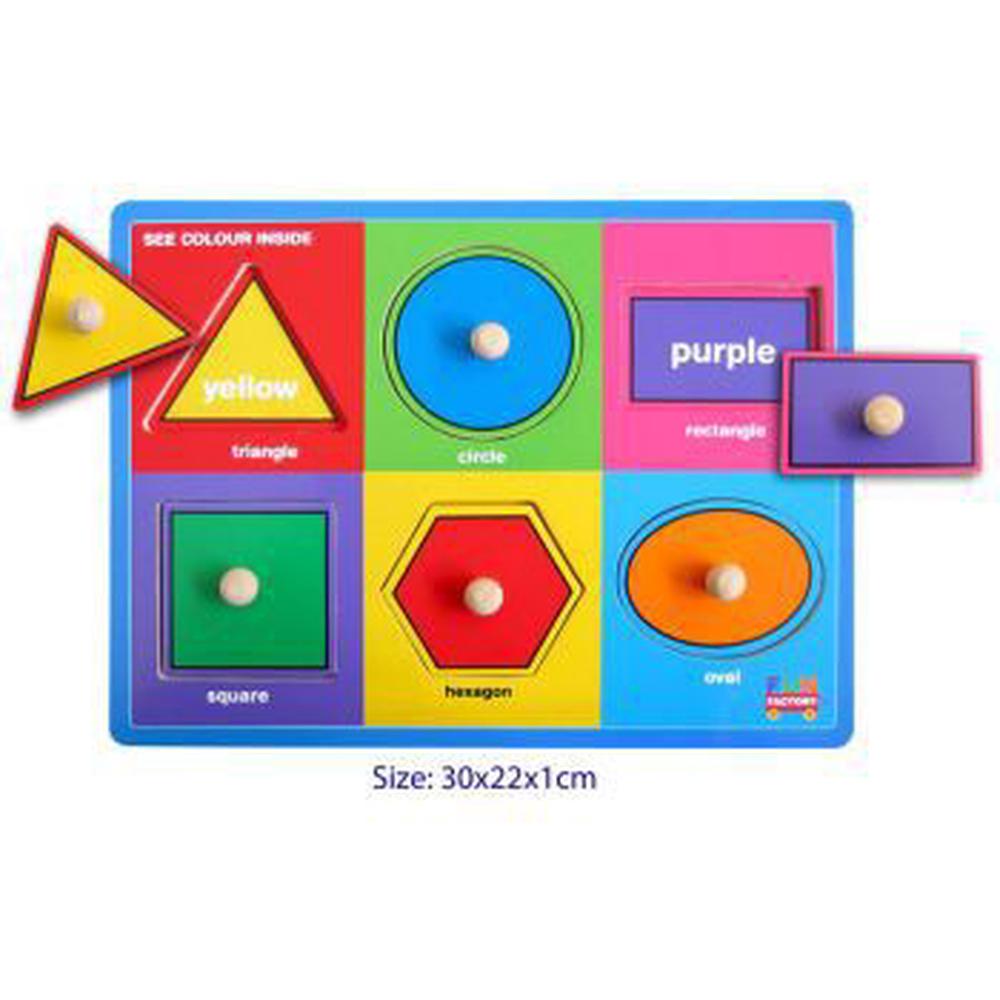 wooden shape puzzle with knobs