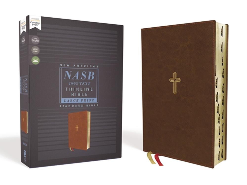 NASB, Thinline Bible, Large Print, Leathersoft, Brown, Red Letter ...