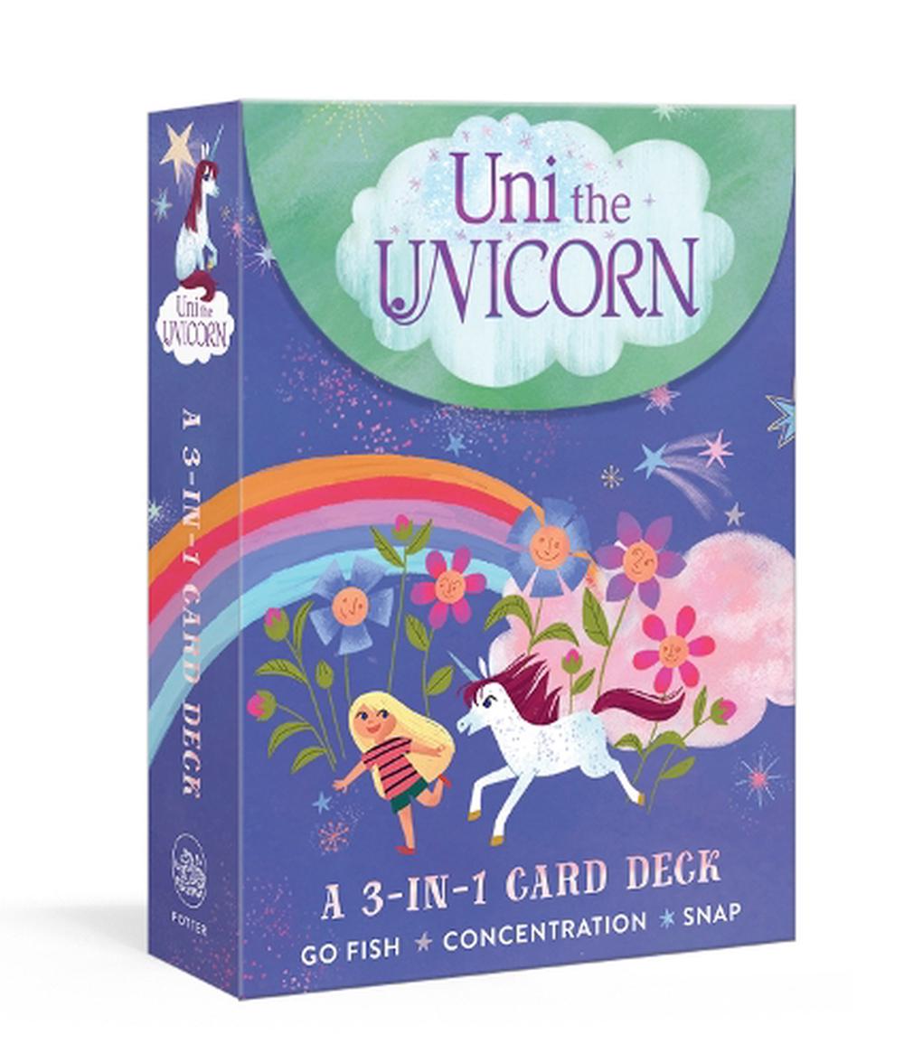 Uni the Unicorn 3-in-1 Card Deck: Card games include Crazy Eights, Concentration