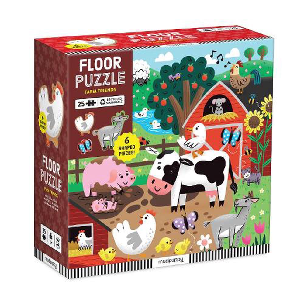 Farm Friends 25 Piece Floor Puzzle With Shaped Pieces By Mudpuppy (2024 