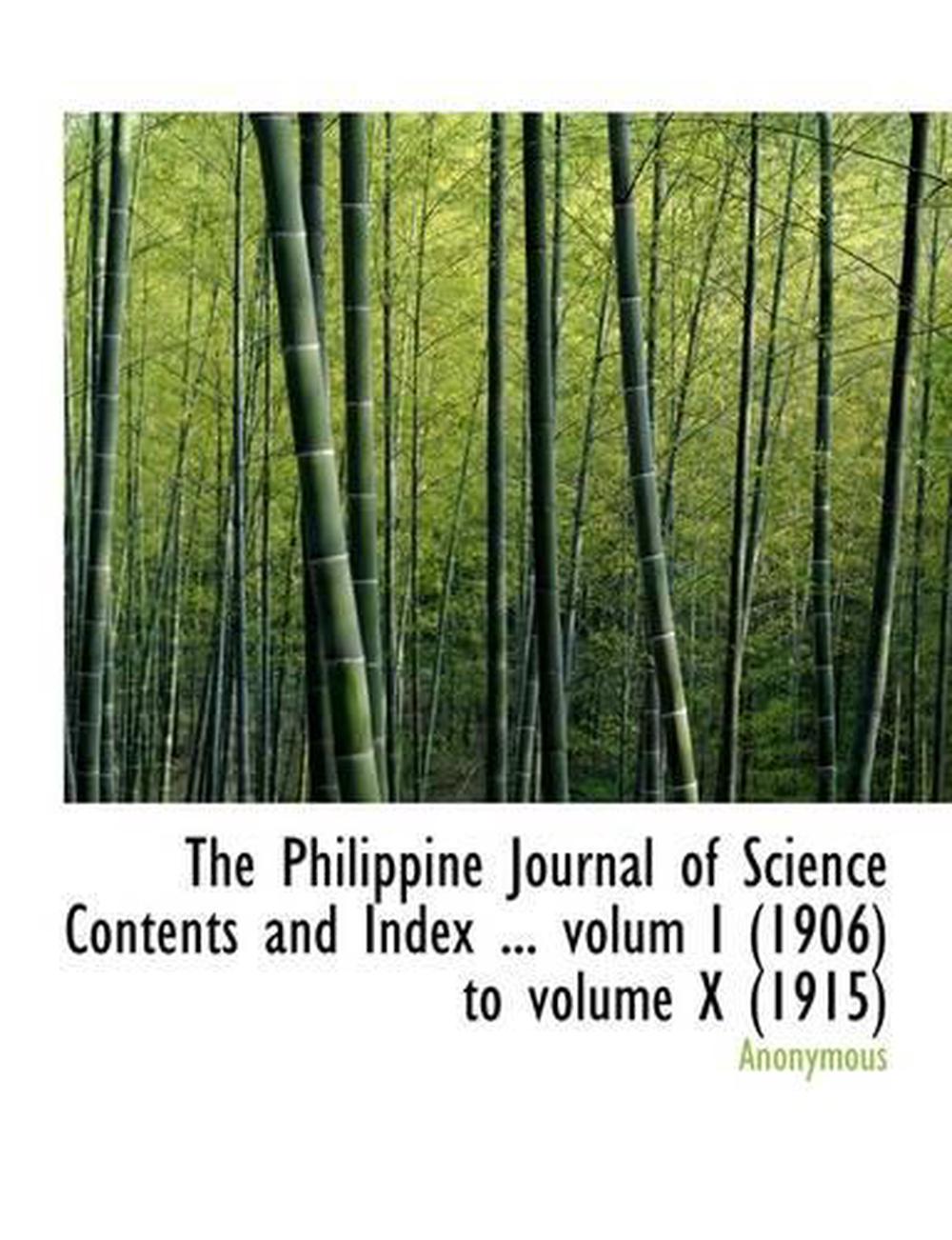 Philippine Journal of Science Contents and Index Volum I by