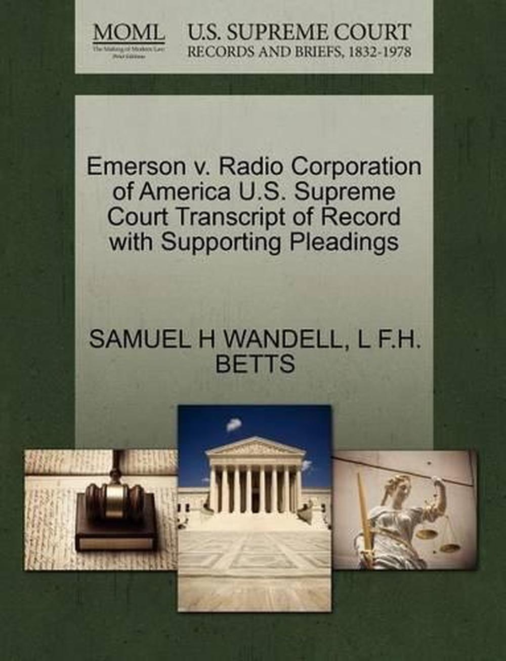 Emerson v. Radio Corporation of America U.S. Supreme Court Transcript of Record  - Photo 1 sur 1
