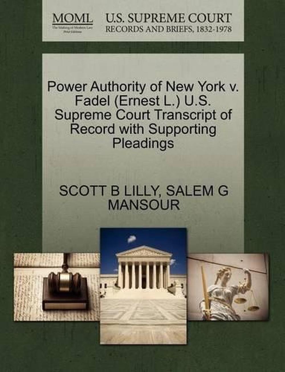 Power Authority Of New York V Fadel Ernest L U S Supreme Court Transcript O Ebay