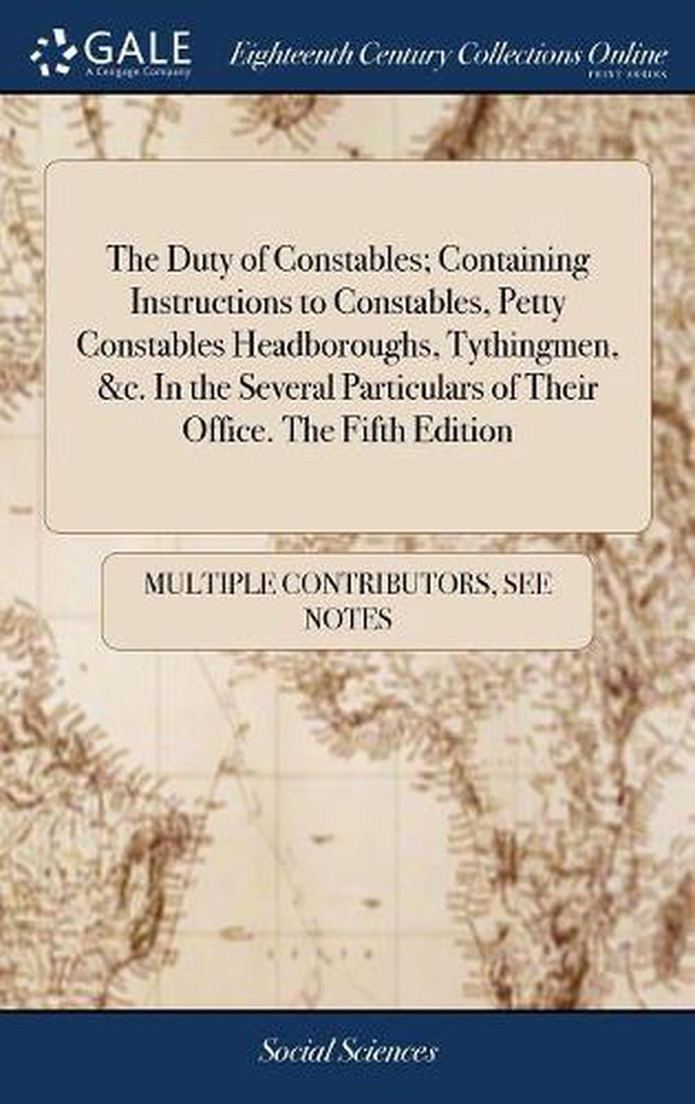 Duty Of Constables Containing Instructions To Constables Petty