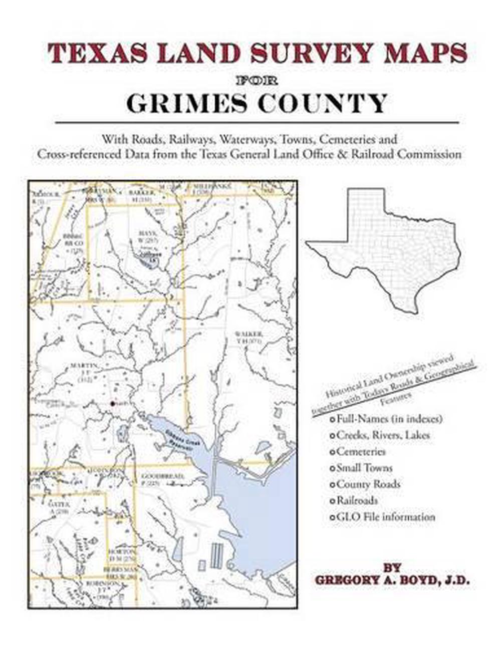Texas Land Survey Maps For Grimes County With Roads Railways