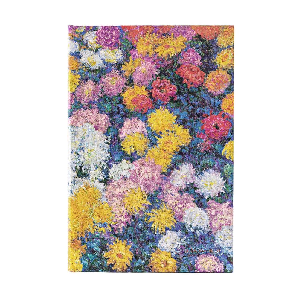 Monets Chrysanthemums Midi Dot-Grid Hardback Journal (Elastic Band Closure) by P