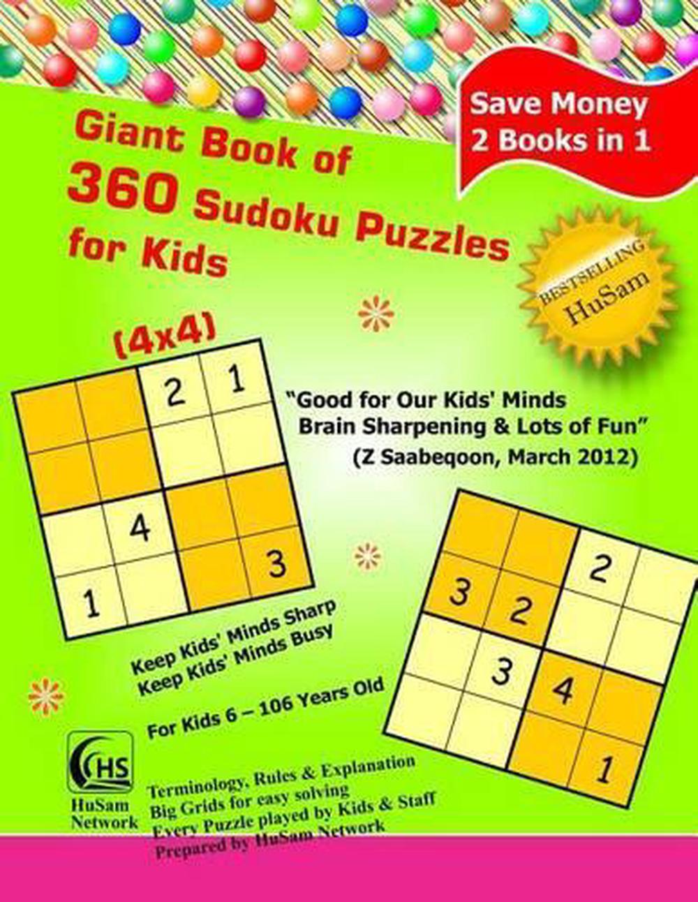 giant book of 360 sudoku puzzles for kids 4x4 puzzles by husam