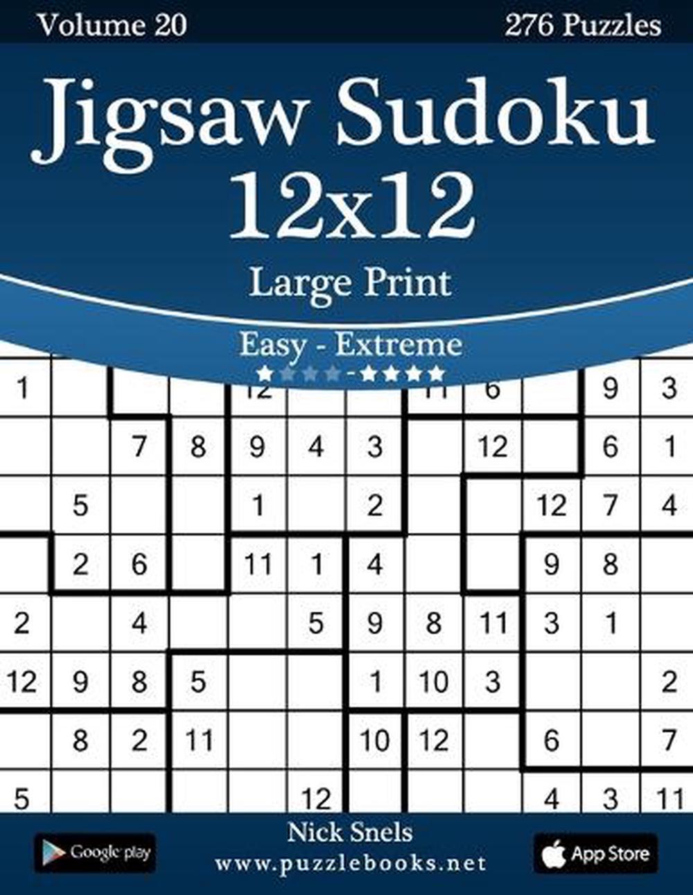 jigsaw sudoku 12x12 large print easy to extreme volume 20 276