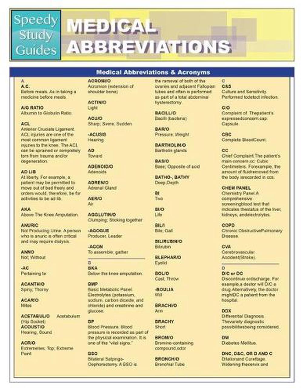 Medical Abbreviations & Acronyms by Speedy Publishing LLC (English