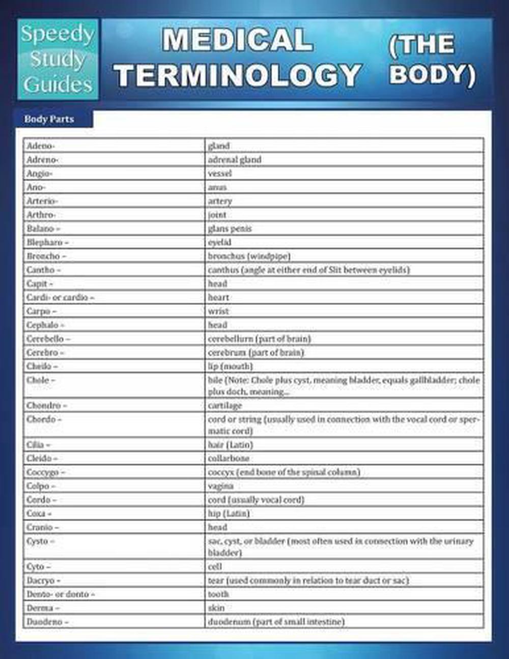 Medical Terminology (the Body) (Speedy Study Guides) by Speedy ...