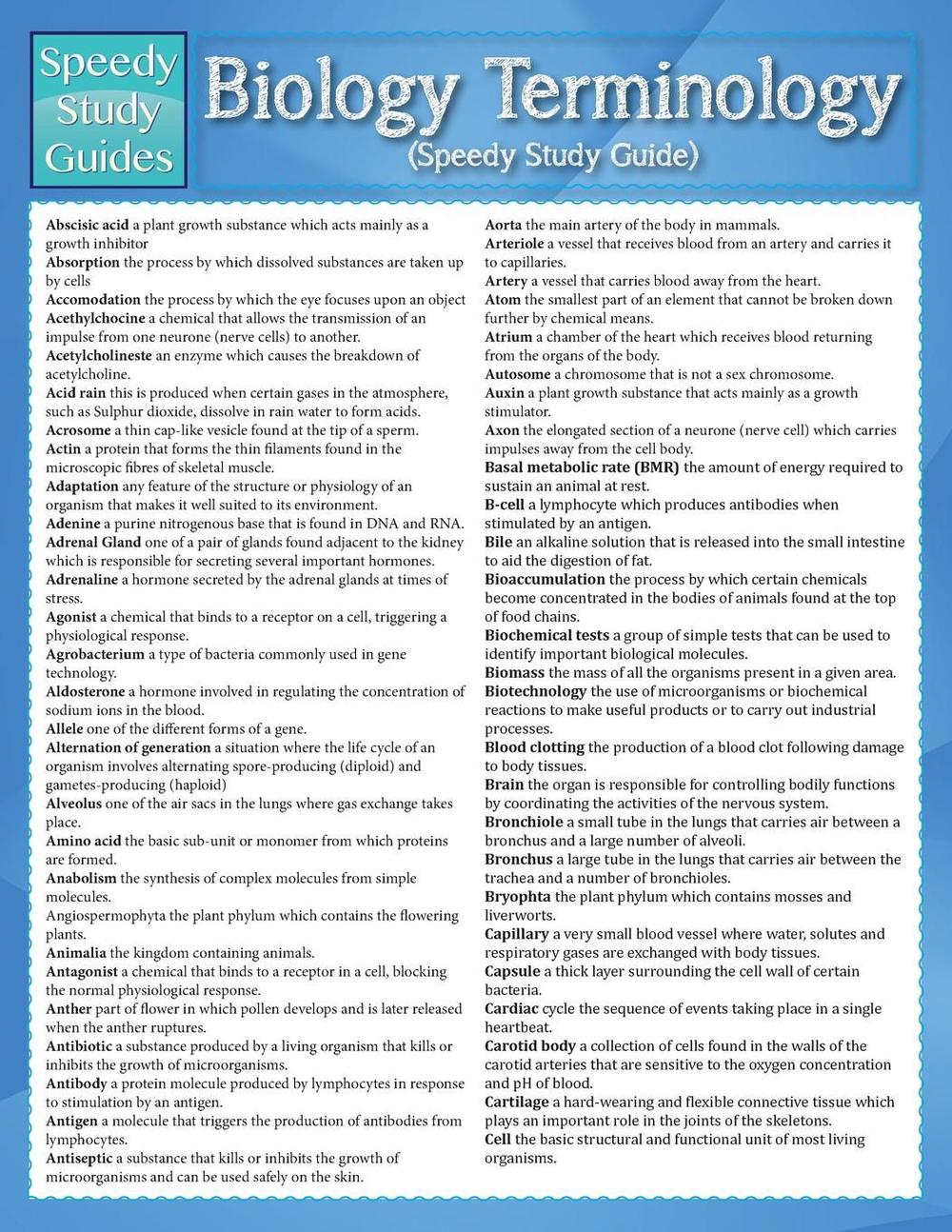 Details About Biology Terminology Speedy Study Guide By Speedy Publishing Llc English Pape - 