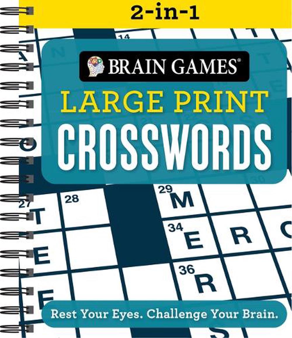 brain games 2 in 1 large print crossword puzzles english spiral book