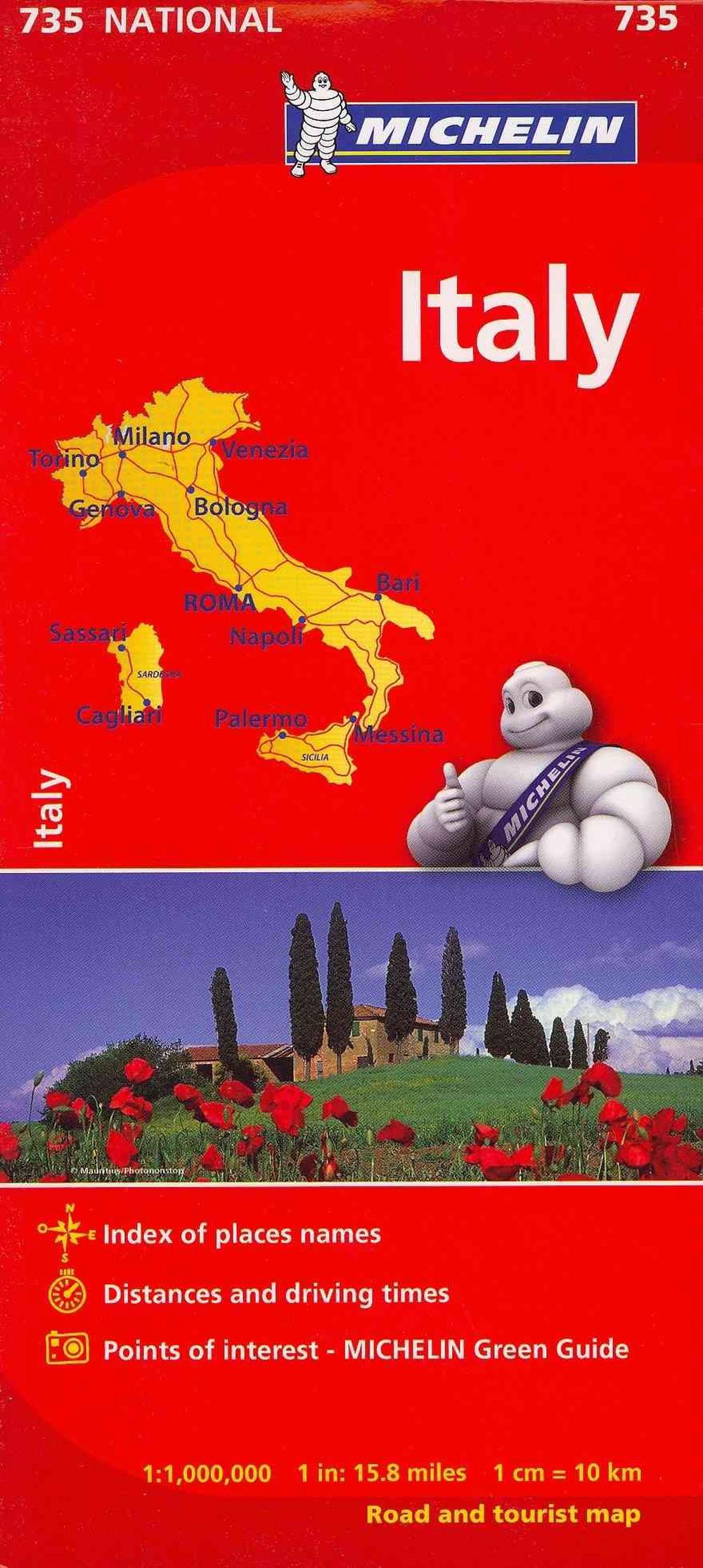 Michelin Italy Map 735 (English) Folded Book Free Shipping