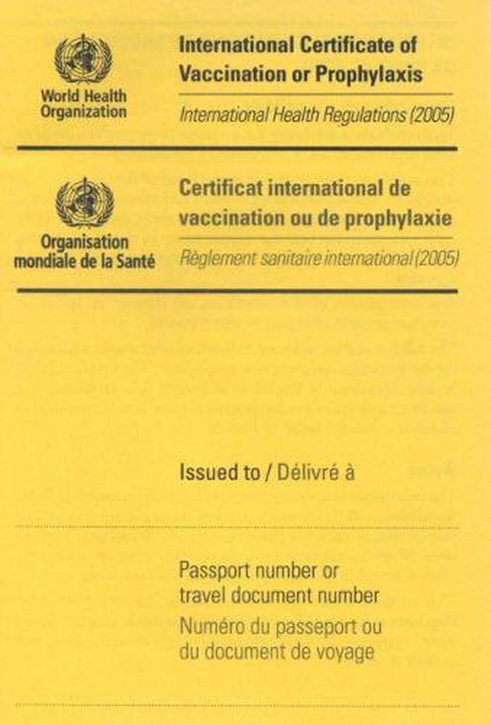 International Certificate Of Vaccination Or Prophylaxiscertificat